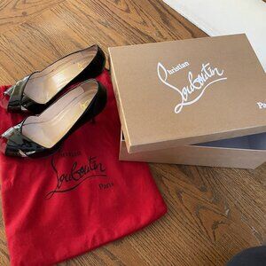Christian Louboutin Black Patent Leather Shelley Peep Toe Pump